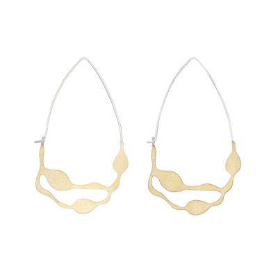 Wakame earrings in Brass-Silber, messing