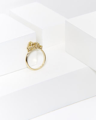 Inspiriert von dem prickelnden Gefühl eines feierlichen Moments - Ring von Lena Grabher in Gelbgold - € 520 - Foto: Lukas Gaechter