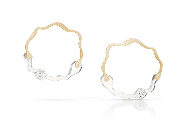 Aori post earrings- Silber vergoldet, Plexiglas