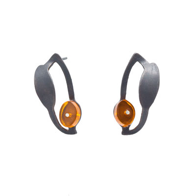 Seaweed drop earrings, Silber geschwärzt, Plexiglas