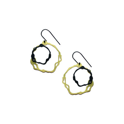  Double Komu earrings- Silber geschwärzt, Messing