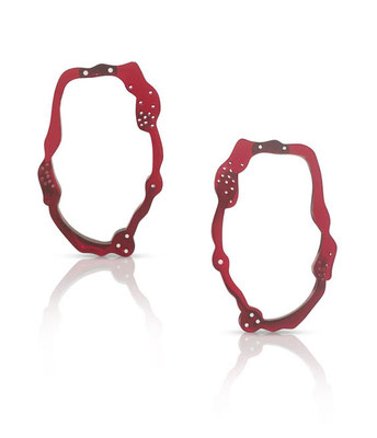 Large oval Komu earrings- Silber, Plexiglas