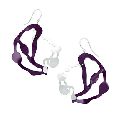 Seaweed pendant earrings, Silber, Plexiglas