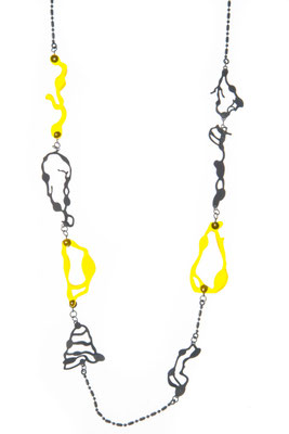 Seaweed long chain necklace, Silber geschwärzt, Plexiglas