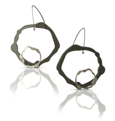 Double Komu hanging earrings- Silber, Plexiglas