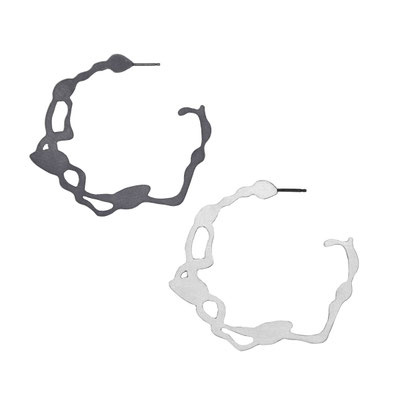 Twisted wrack hoops in silver-Silber, Silber geschwärzt