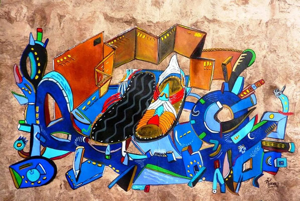"Une paire de Huaraches" / Un par de Huaraches (Vincent Van Gogh, "Paire de chaussures", 1887) Acrylique sur amate, 60x40 cm. 2015