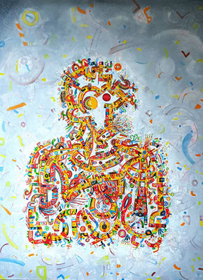 Autoportrait (Auto retrato) 120x100 cm. Acrylique et huile sur toile, 2018.