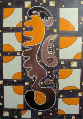 “La figure est la limite du solide” (“La figura es el límite de lo sólido”, Platon), 50x70 cm, technique mixte sur toile, 2008.