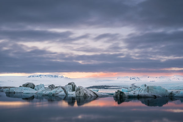 Coucher de soleil à Jökulsárlón