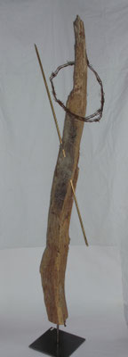 "Golgatha" - Holz/Messing/Stacheldraht - 148 x 30 x 30 - 2011