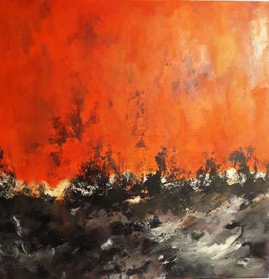 "Mitten im Rot" - Acryl auf Leinwand - 100 x 100 - 2007/2018