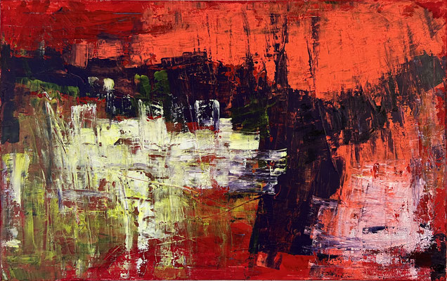 ganz hinten Rot, 2025, Acryl auf Leinwand, 85cm x 134cm