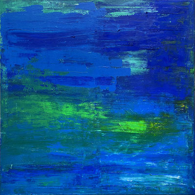 Blaue Stunde, 2024, Acryl/Tempera auf Leinwand, 100cm x 100cm
