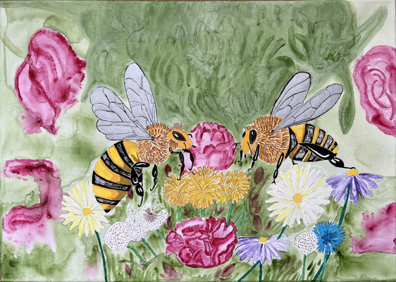 Bienen, 2025, Acryl auf Leinwand, 50cm x 70cm