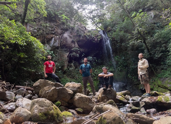 Team photo on the waterfall