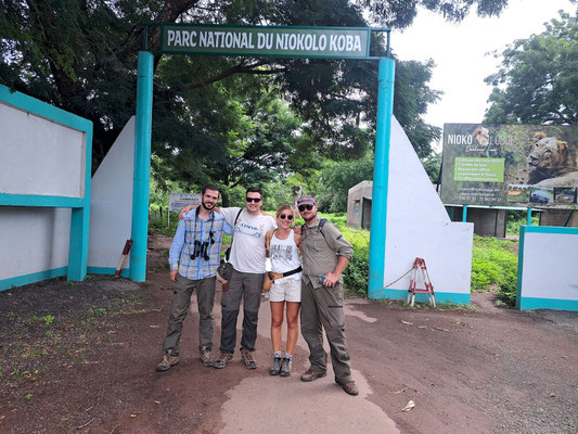 Team photo on the entrance of Niokolo-Koba