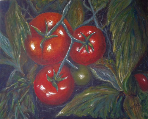 Nature morte tomates en penture acrylique