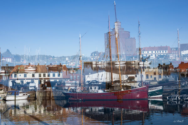 Doppelbelichtung am Hafen von Eckernförde