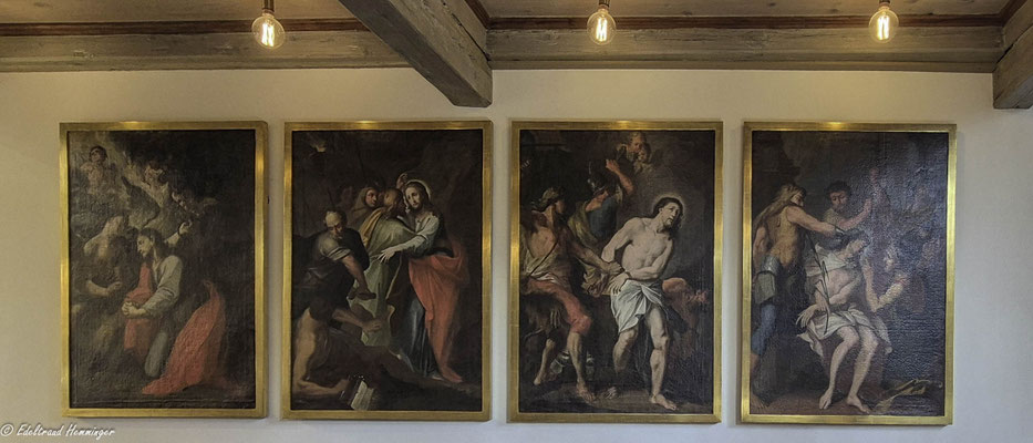 v.l. Gethsemane, Judaskuss, Geißelung, Dornenkrönung