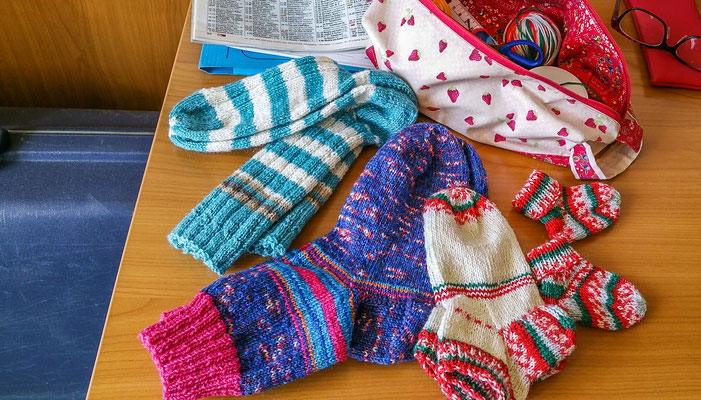 © Traudi - März 2019 - verschiedene Socken gestrickt während meines Reha-Aufenthalts