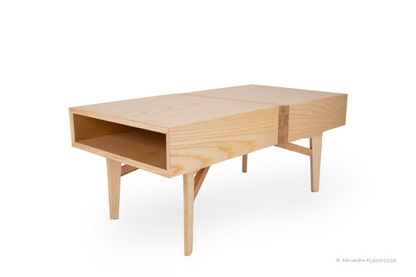 Table basse, frêne et chêne.