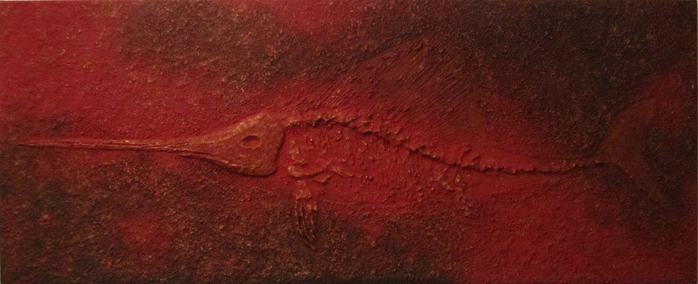 Schwertfisch // Größe 2,00 x 0,90 m  -   Sandwelten // Frank Walter - Bilder aus Sand auf Leinwand mit Acrylfarbe
