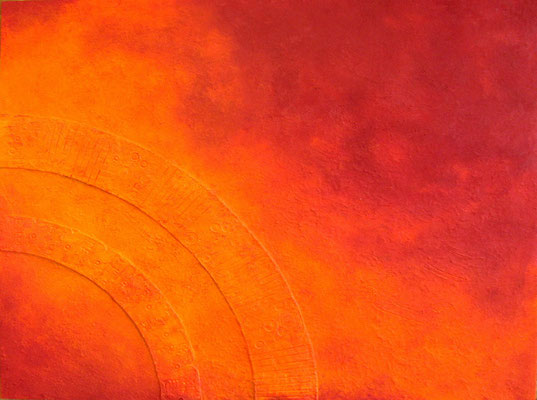 Sonnenscheibe // Größe 1,50 x 1,20 m  -   Sandwelten // Frank Walter - Bilder aus Sand auf Leinwand mit Acrylfarbe