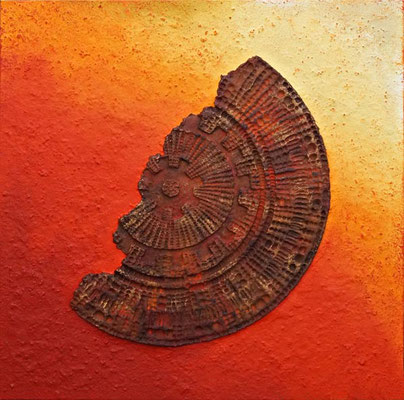 Mandalascherbe // 1,00 x 1,00 cm  -   Sandwelten // Frank Walter - Bilder aus Sand auf Leinwand mit Acrylfarbe