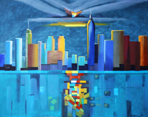 Magic City 100 x 80 cm. Öl auf Leinwand