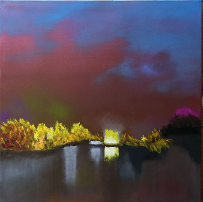 Herbstlandschaft 50 x 50 cm. Öl auf Leinwand