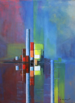 Hafenansicht. Öl auf Leinwand, 80 x 60 cm.