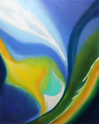 Unter Wasser, 30 x 40 cm. Öl auf Leinwand