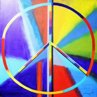 World Peace, 100 x 100 cm. Öl auf Leinwand