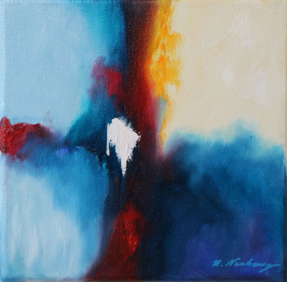 Abstrakt 20 x 20 cm. Öl auf Leinwand