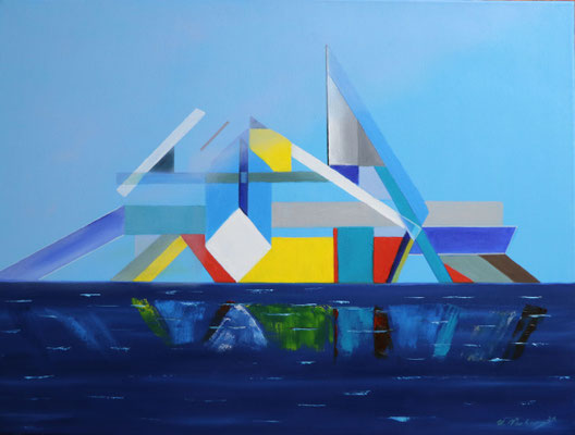 Haus am See, Öl auf Leinwand 80 x 60 cm.