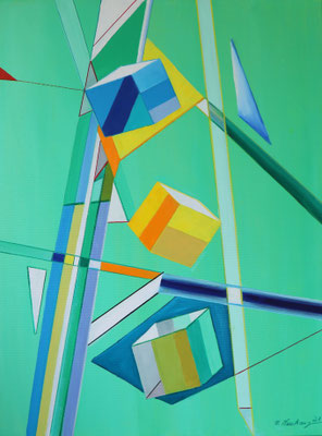 Würfelspiel 80 x 60 cm. Öl auf Leinwand