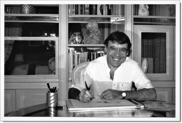 Pierre Gauthié en pleine création chez lui en 1990