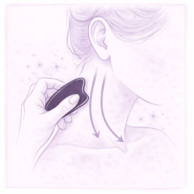 Gua Sha stein im seitlichen Nacken