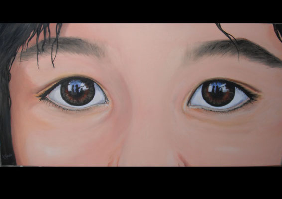 "le regard" Huile toile en coton  50 x 100 cm