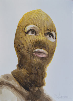 Pussy Yellow, 2014, aquarelle sur papier, 24 cm x 32 cm