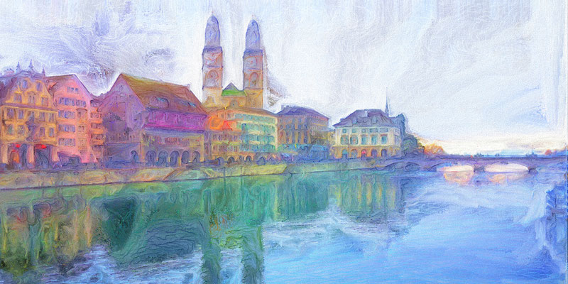 Die Limmat mit dem Grossmünster (a)