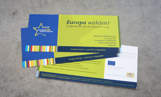 Veranstaltungsreihe: Europa wählen. Gestaltung und Umsetzung von Flyern und Plakaten für diverse Standorte über mehrere Jahre