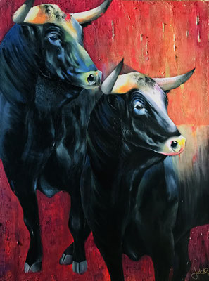 "Stiere" Acryl auf Leinwand 90 x 120 x 4 cm I Auftragsarbeit