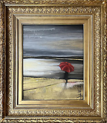 03150023 "Ruhe vor dem Sturm": Acryl auf Holz mit Goldliquid 80 x 60 cm 
