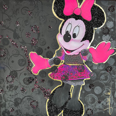 40690023L "Mini": Fotoprint auf Leinwand m. Acryl Goldschlagmetall & Glassteinchen / 60 x 56 x 2 cm 