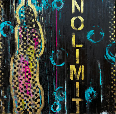 50139025 "NO LIMIT"Acryl auf Leinwand mit Goldliquide / 80 x 80 x 4 cm 