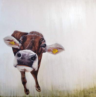 0259019  "Susan": Acryl auf Holz mit Silberliquid 80 x 80 x 4 cm I Preis auf Anfrage 