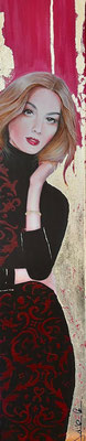 Art. Nr.: 17/690/23 L "Kira3"  Acryl auf Leinwand mit Gold/Schlagmetall  I Format: 20 x 100 x 2 cm  I  Preis auf Anfrage
