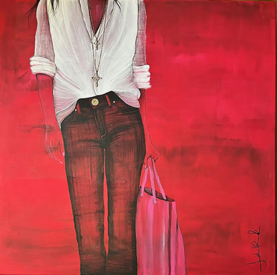 Phantastischer Realismus "Madame" von Künstlerin Judith K. Tirol Original Leinwand 80 x 80 cm